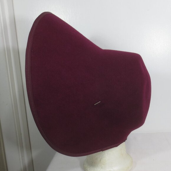 1860s Bonnet Hat Form Vintage Victorian Burgundy Wool Felt Costume Women\'s OSM main image 6